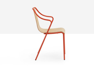 Штабелируемый металлический стул с деревянным сиденьем