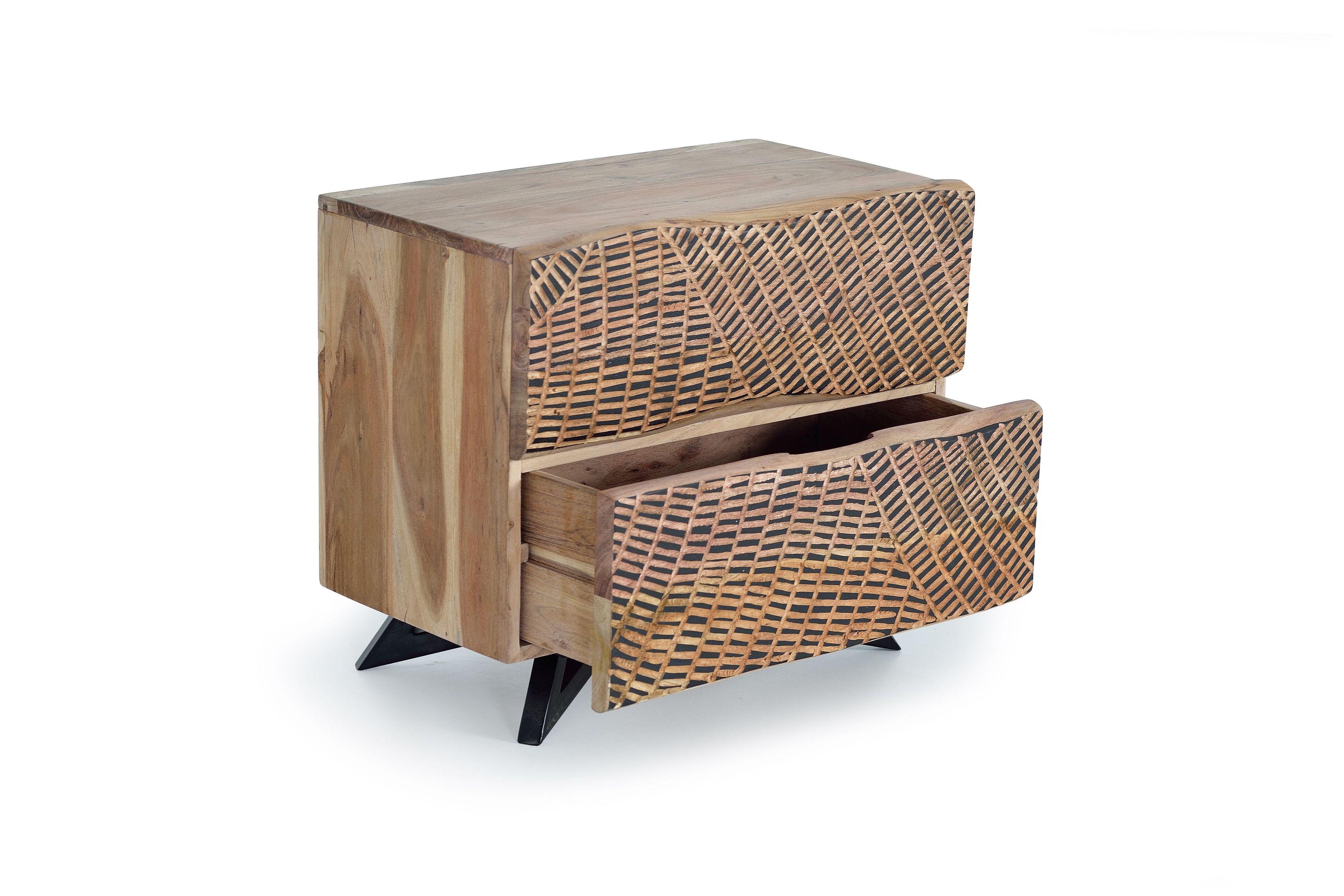 Прямоугольная прикроватная тумбочка из акации с ящиками Giner y Colomer Yakarta ARCH-00030466 - Вид №2