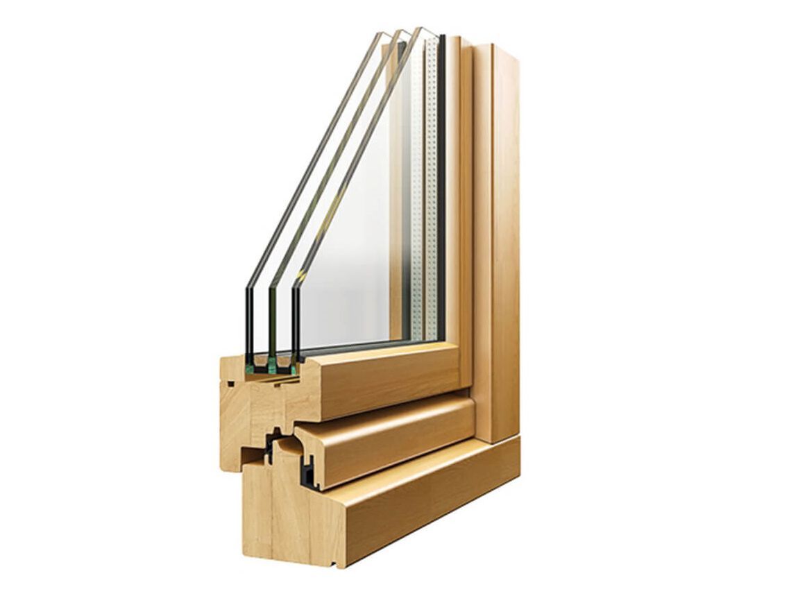 Ламинированное деревянное створчатое окно с тройным остеклением Caiframe TERMIK 80 SLIM ARCH-00048385