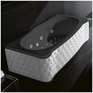 Ванна Gruppo treesse New Classic Young ATC-V674Q-DX-KB-C чёрная с гидромассажем аэромассажем и дезинфекцией прямоугольная правая белая кожа