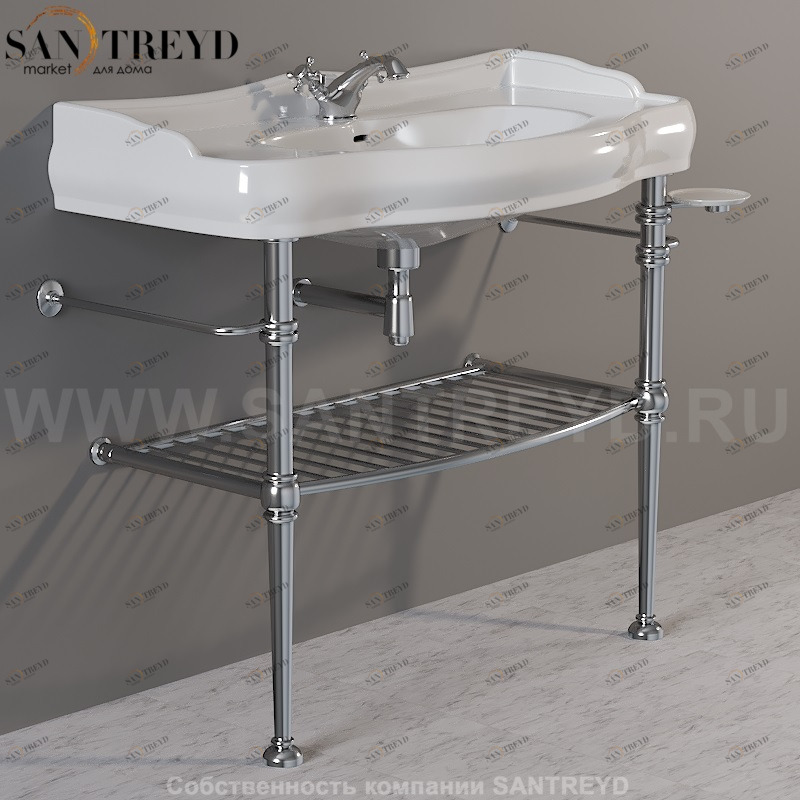 730090 Структура под раковину 100 из латуни с полкой-решёткой. Retro Kerasan