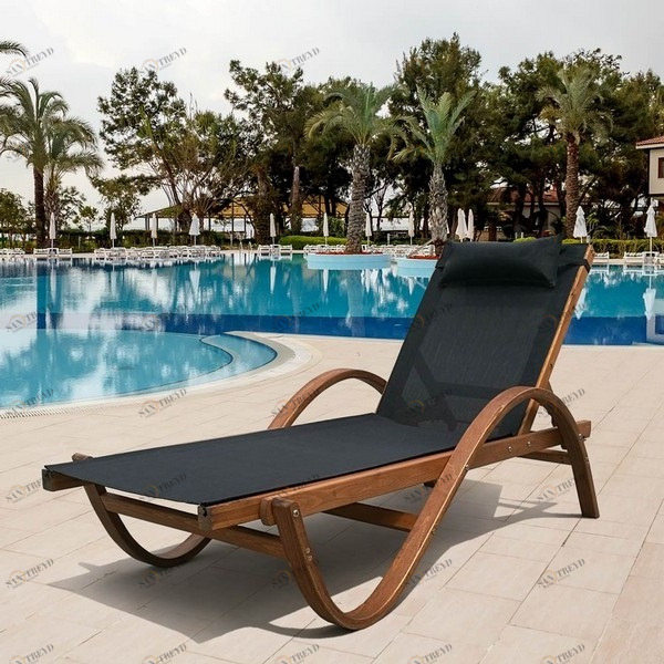 Шезлонг-лежак черный "Мальта" Black AFINA  130446 Коричневый;черный 