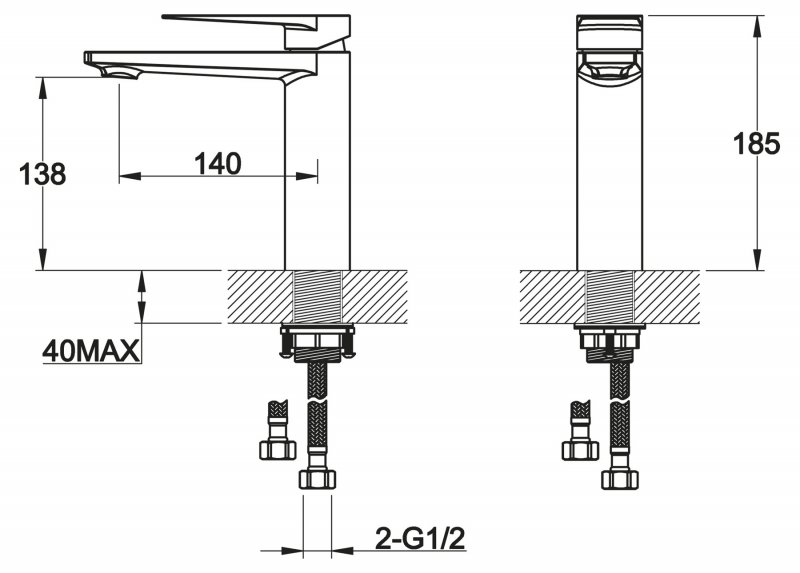 Смеситель на раковину CARIN CAR-LVMA-CRM BELBAGNO  - Вид №1