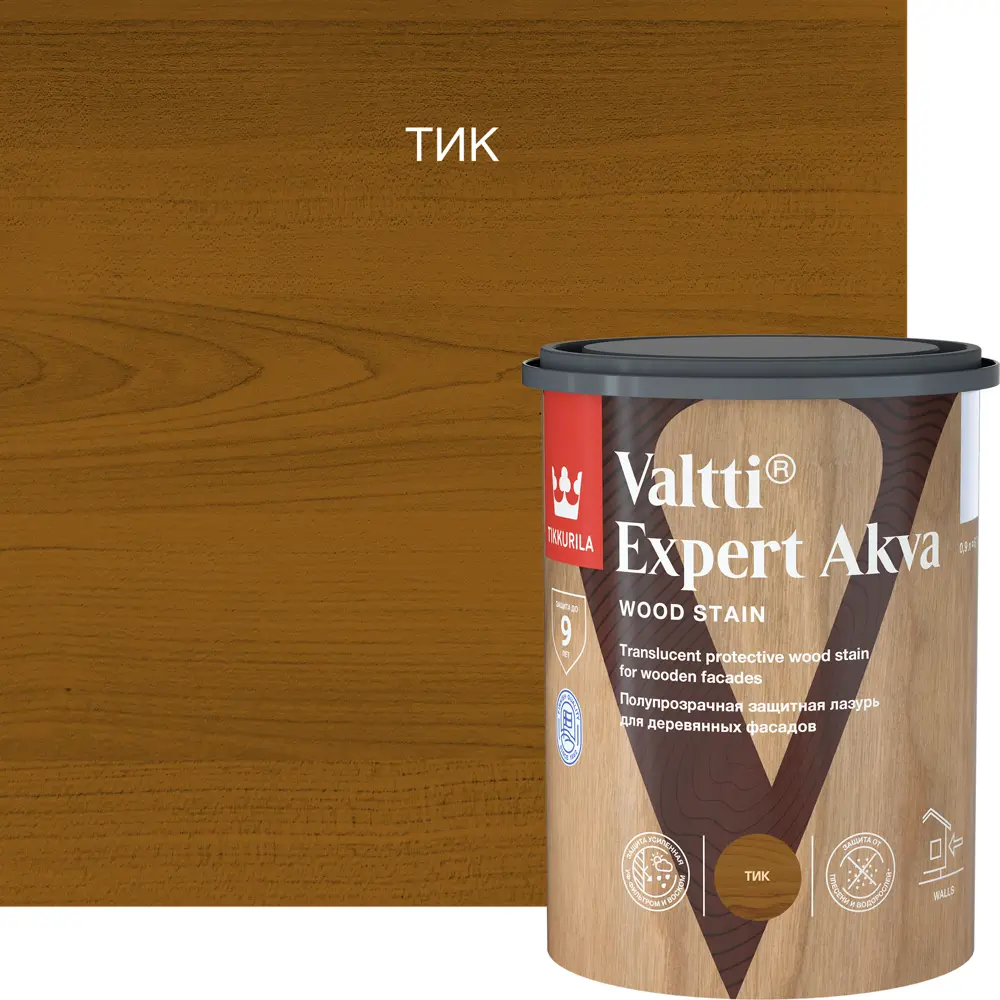 Tikkurila Valtti Expert Akva - защитно-декоративный антисептик для древесины цвета тик 82115528 STLM-0019434