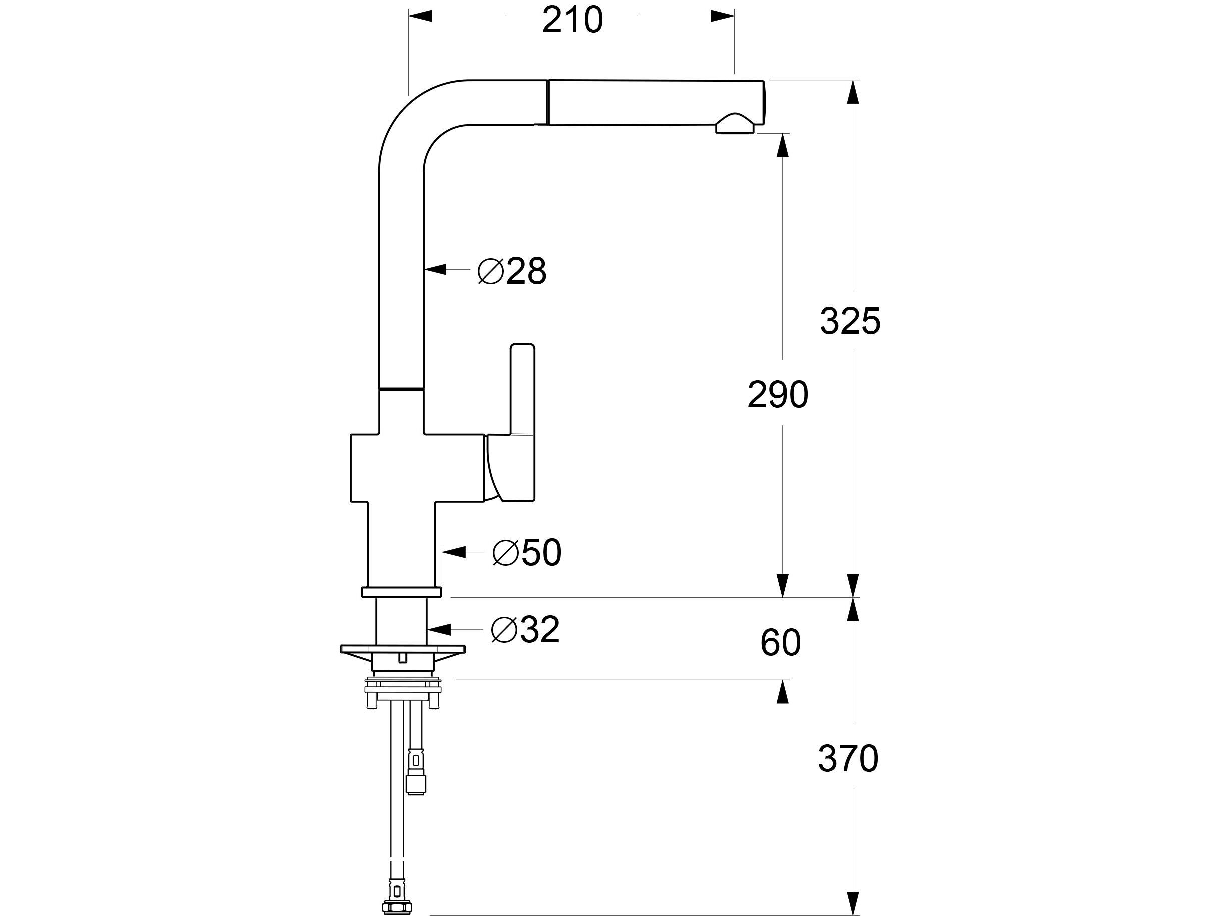 Однорычажный смеситель для кухни с выдвижным ручным душем GUGLIELMI RUBINETTERIE Rialto ARCH-00100238 - Вид №4