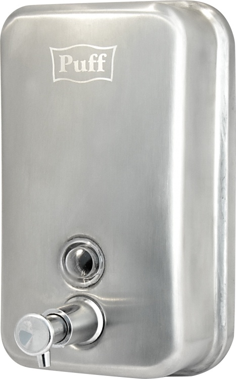 1402.096 Дозатор для жидкого мыла из нерж стали матовый антивандальный 8608m PUFF  - Вид №1