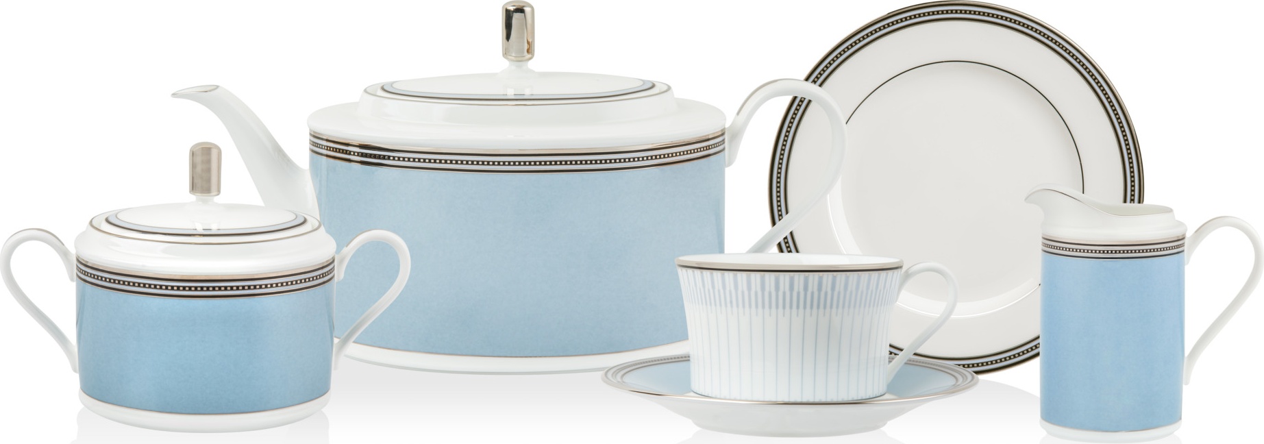 10657446 Noritake Сервиз чайный Noritake "Богарт платиновый" на 6 персон, 21 предмет Фарфор костяной 