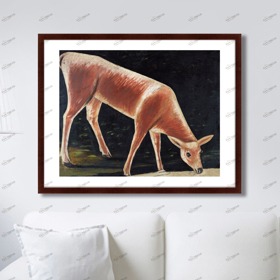 Картина: Roe Deer Drinking From A Stream, 1901г. КАРТИНЫ В КВАРТИРУ  264179 Разноцветный 