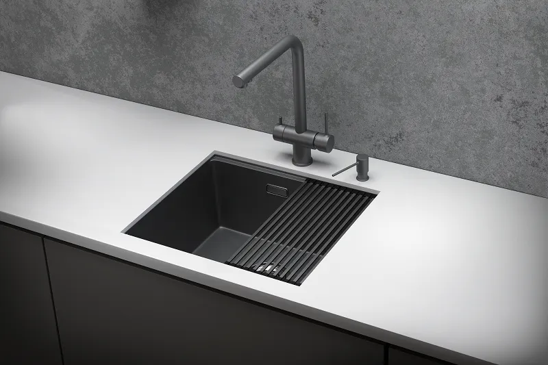 KS-5045U, ГРАФИТ МАТОВЫЙ, стальная кухонная мойка KITCHEN SPACE GRANULA KS-5045U-ST356