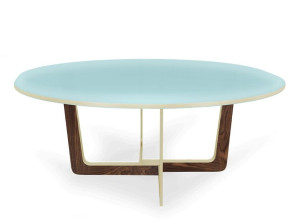 Стол для гостиной из дерева и стекла