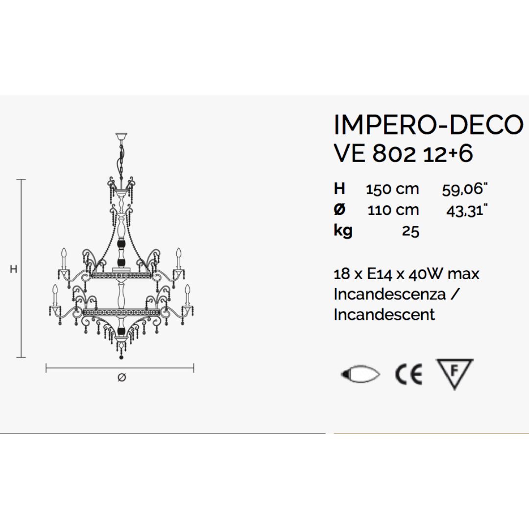 Masiero VE 802/12+6 люстра подвесная ve802126 - Вид №1