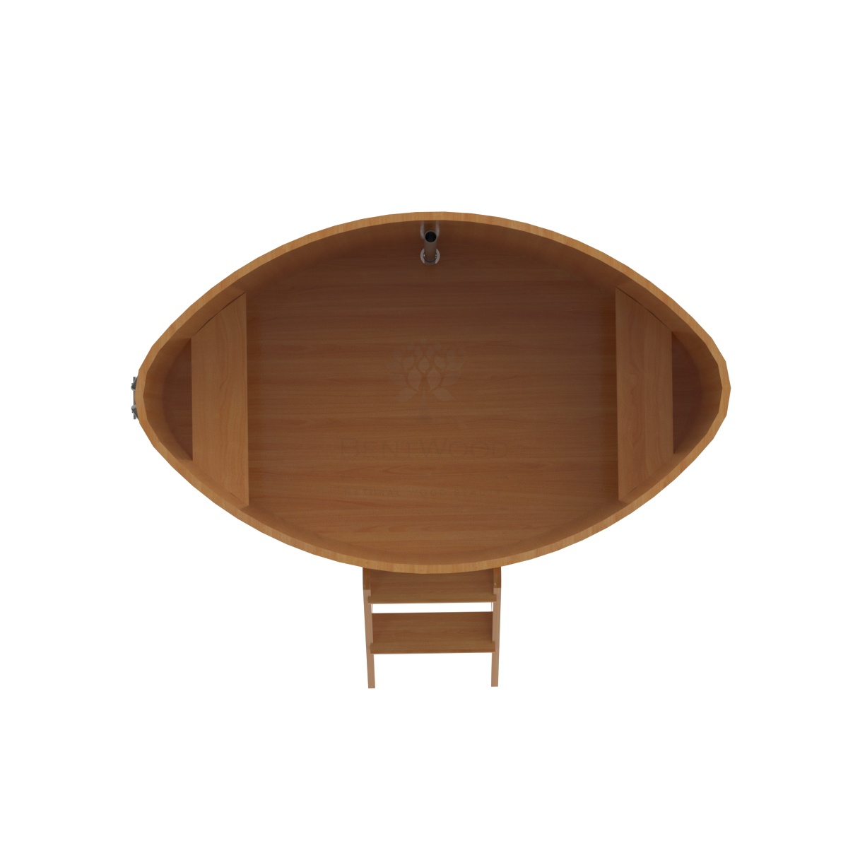 1184 Купель овальная из лиственницы 1,15х1,83х1,0 натуральная премиум Alyarus  - Вид №4