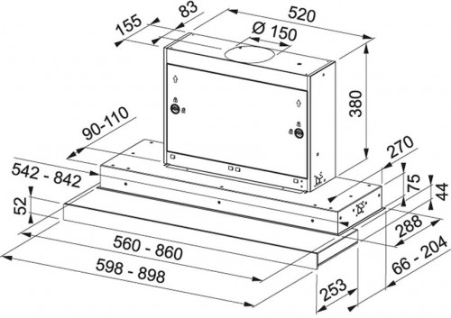 8122749 Вытяжка телескопическая FRANKE FMY 908 POT WH белый/белый STDN-0045251 - Вид №1