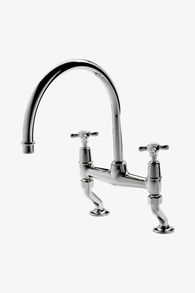 EAKM01 Faucet кухни Gooseneck моста Easton классический 2 отверстий, ручки металла перекрестные Waterworks 