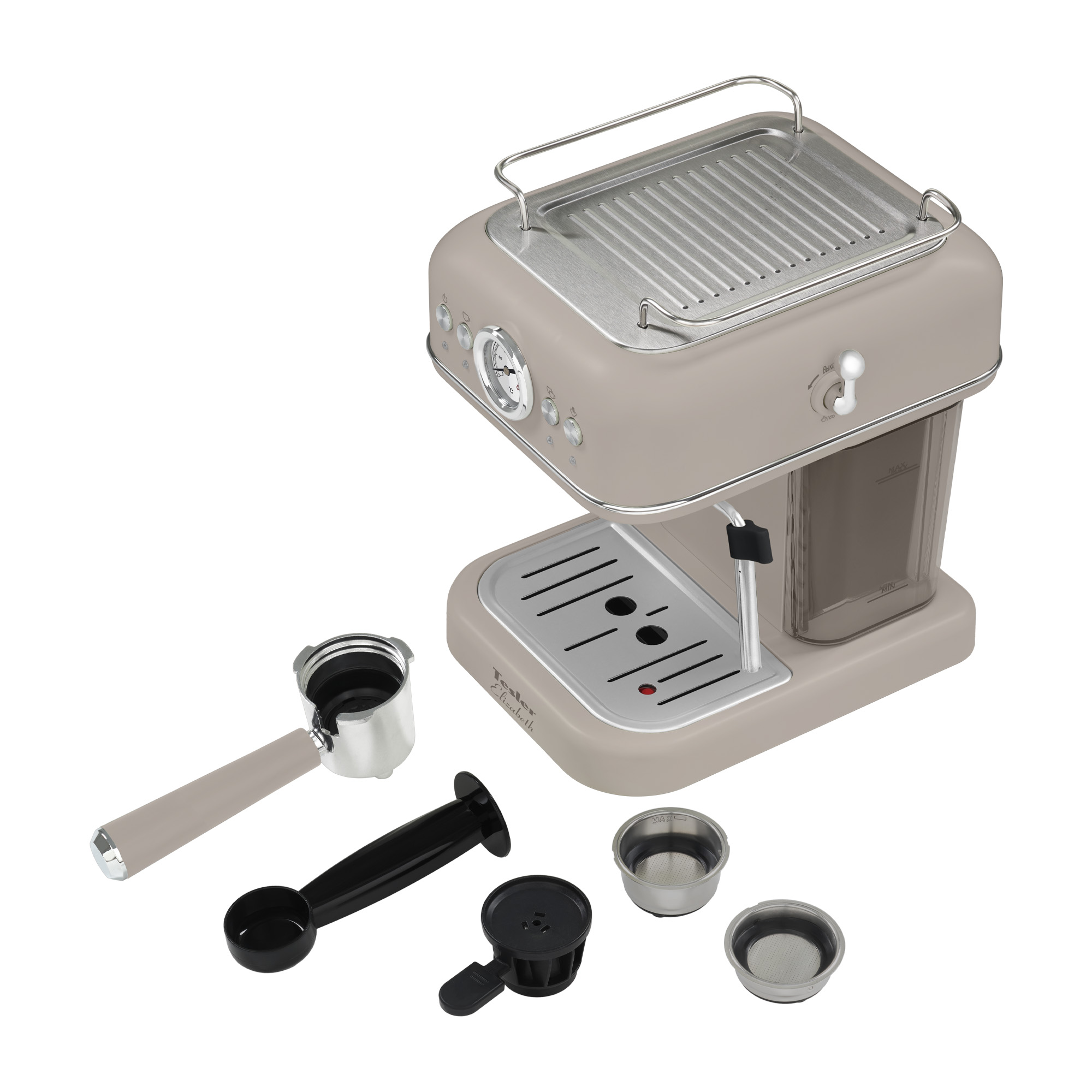 9146252 Кофеварка рожковая Tesler ECM-245 SAND GREY серый STDN-0017343 - Вид №6