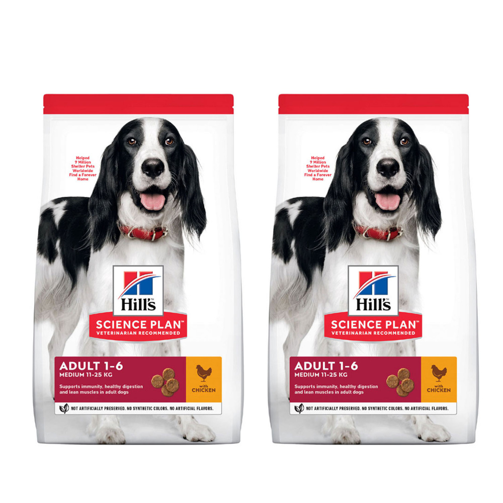 ПР0029853*2 Корм для собак Hill"s Science Plan для средних пород, курица сух. 2,5кг (упаковка - 2 шт) Hill's 