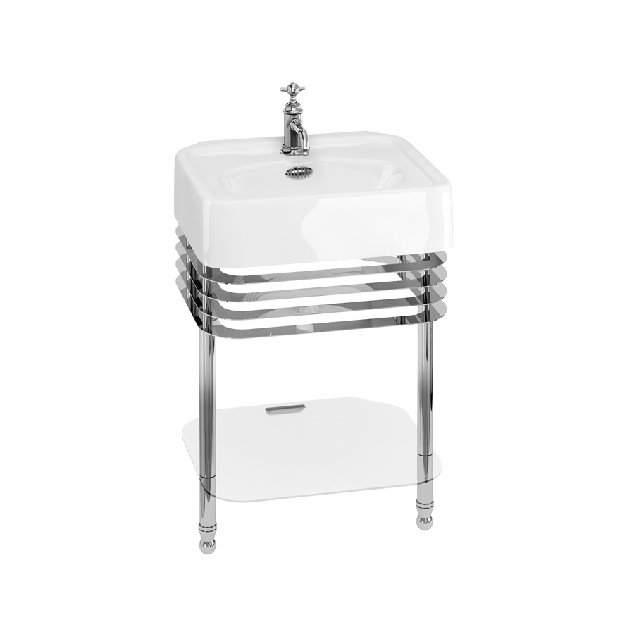 Burlington Arcade Раковина Arcade 600 мм с переливом и подставкой для умывальника с никелевым переливом и подставкой для раковины ARC600 1TH ARC22  - Вид №1