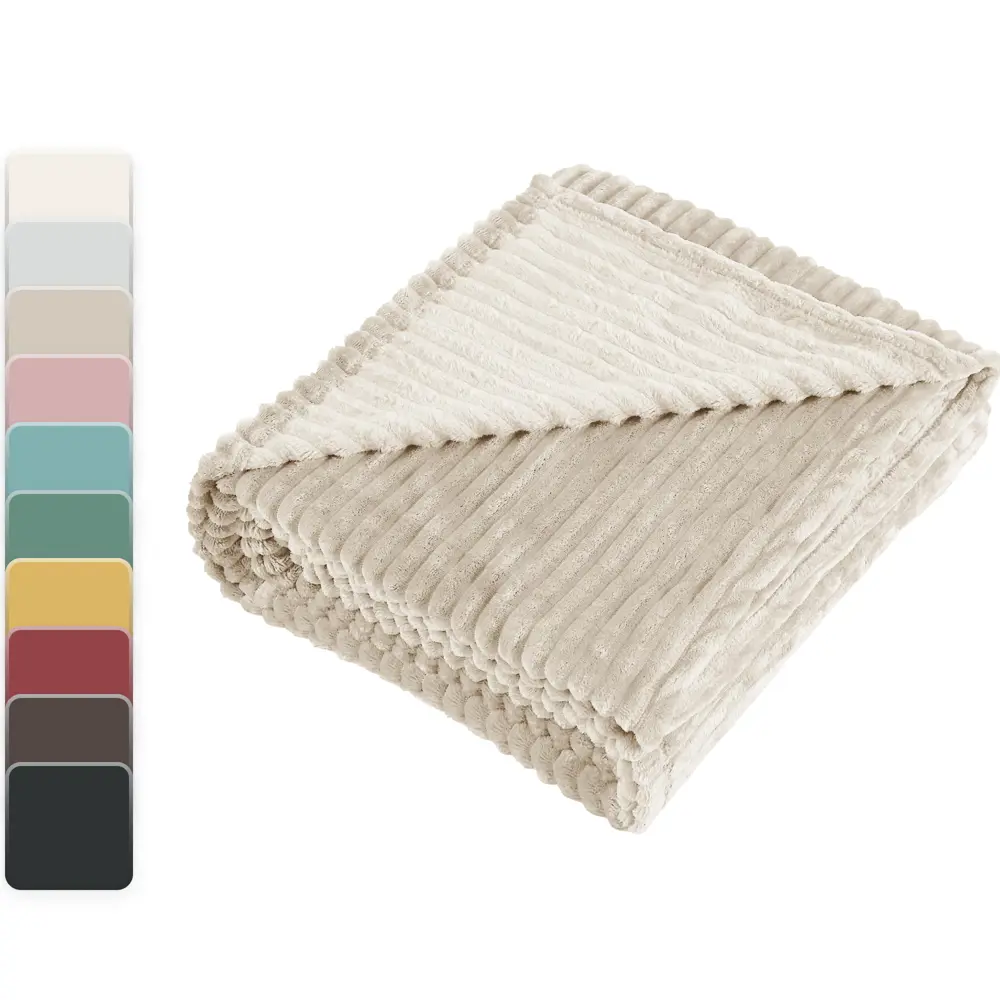 INSPIRE Плед Line Paper 1 из велсофта бежевый 150×200 см 89025381 STLM-1362415