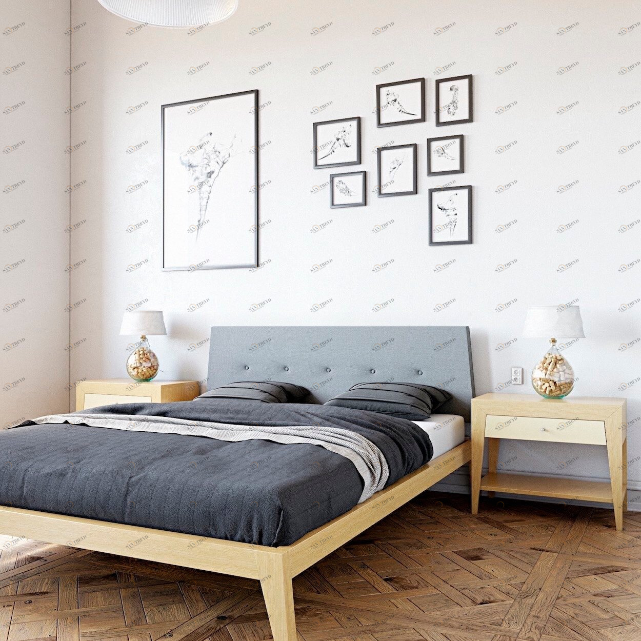 Кровать полутораспальная 140x200 светло-коричневая Fly Soft BRAGIN DESIGN ДИЗАЙНЕРСКИЕ 256404 Голубой;молочный 