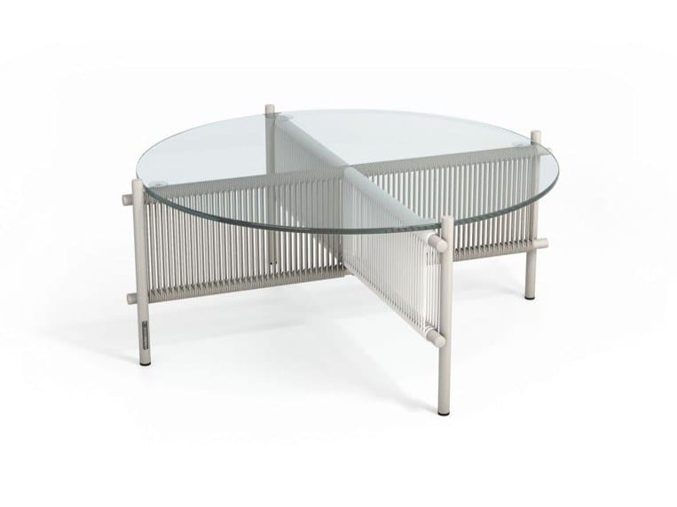 Круглый алюминиевый и стеклянный садовый столик ROCHE BOBOIS путешественник ARCH-00138051 - Вид №3