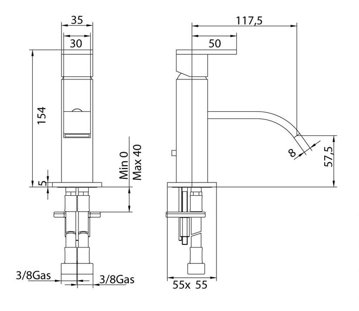 750120PN03LW Смеситель Bandini Ice Cube 2 Santreyd  - Вид №1