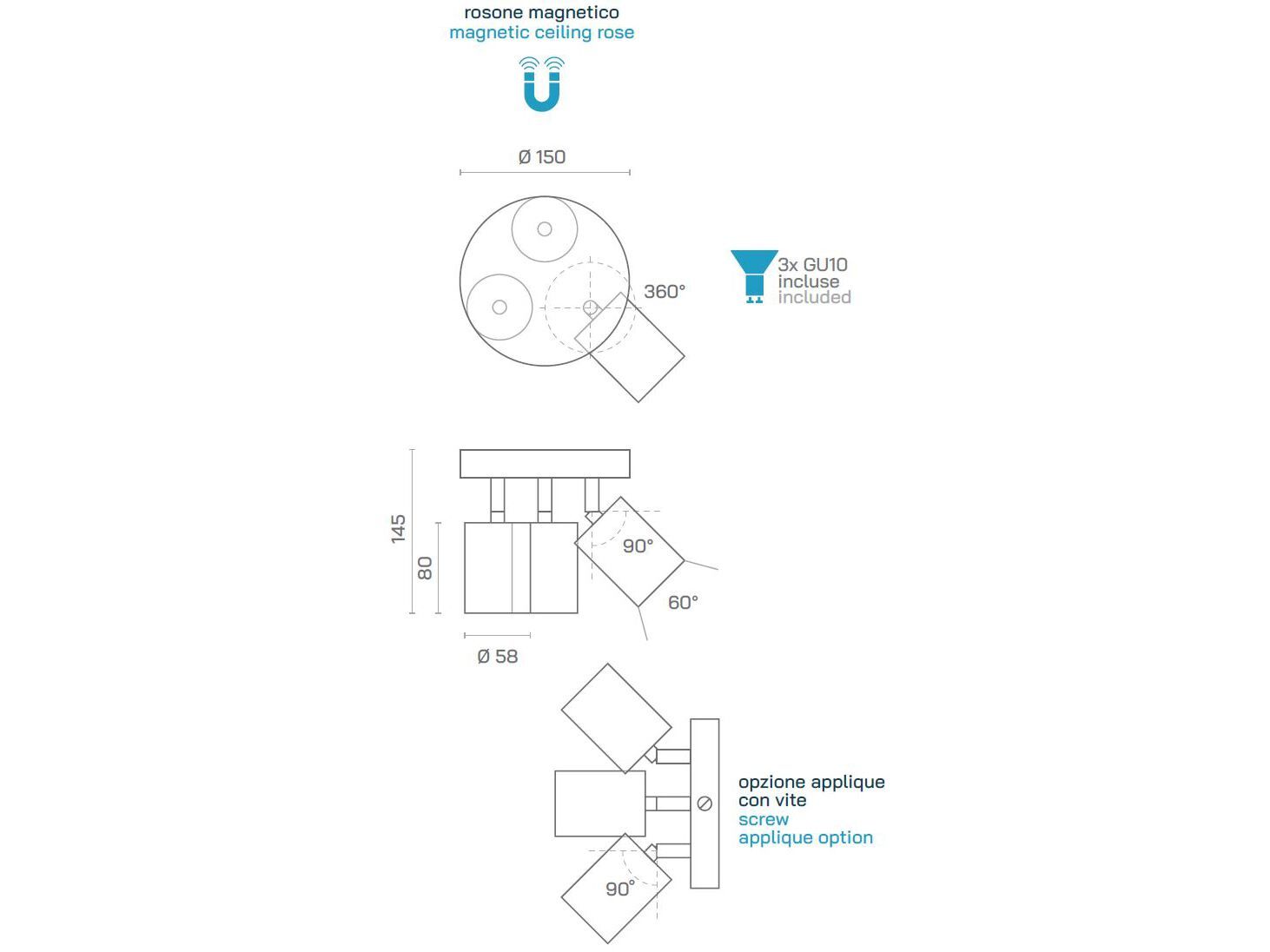 Несколько регулируемых потолочных алюминиевых прожекторов Amarcords Tobe ARCH-00079829 - Вид №16