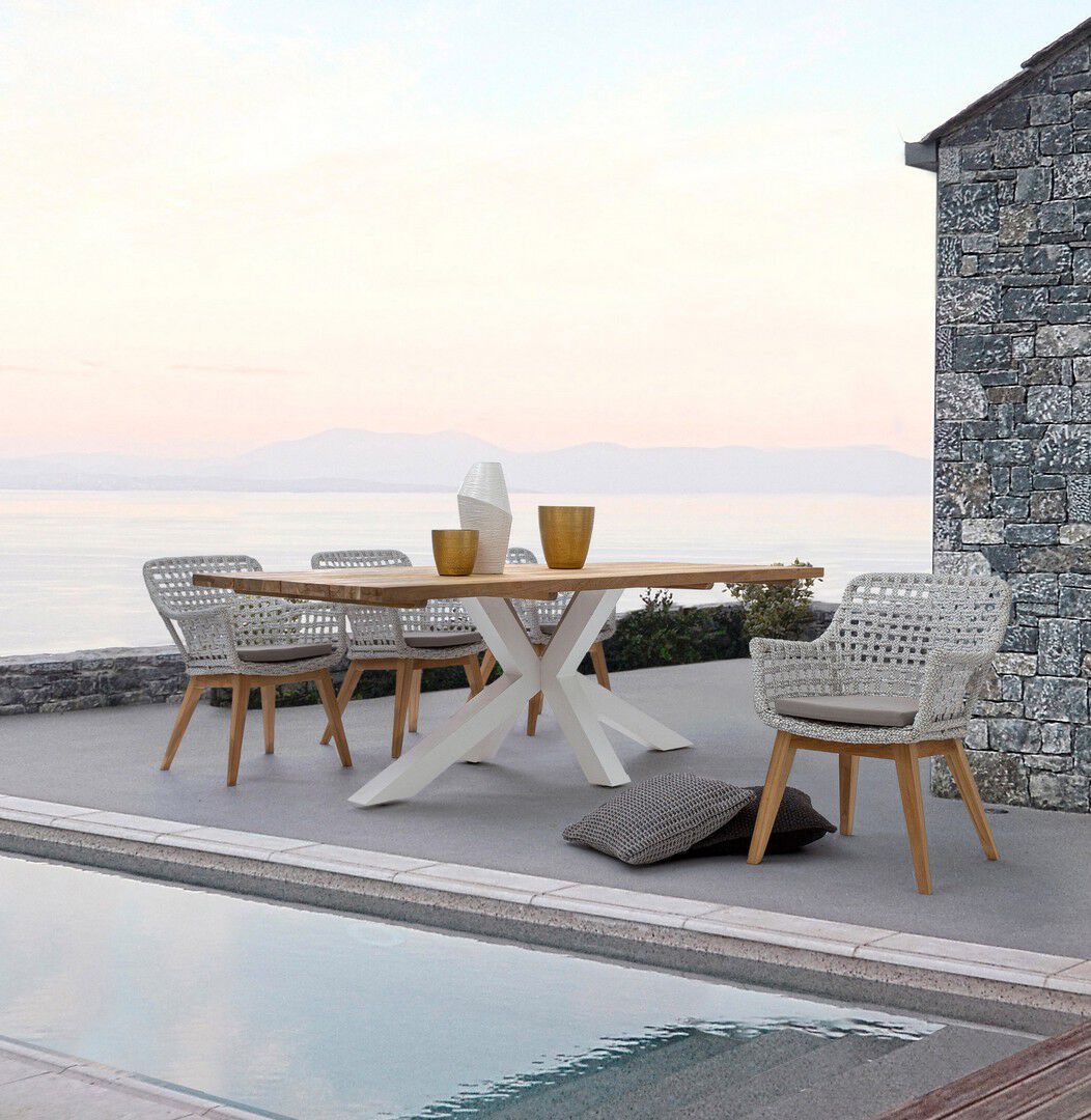 Прямоугольный стол из тикового дерева и алюминия BIZZOTTO RAMSEY ARCH-00026662 - Вид №10