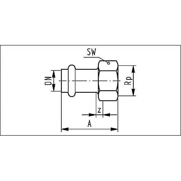 618270G542 SANHA 18270G пр.-фит. нерж., упл.фитон муфта переходная ВПр-ВР 54x2 мм  - Вид №1