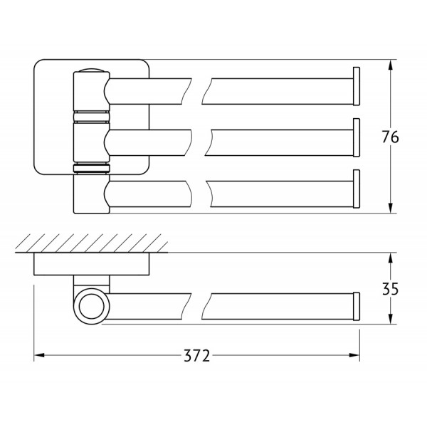 Держатель полотенец поворотный тройной 37 см Ellux AVANTGARDE AVA 017 sun-id-561242 - Вид №1