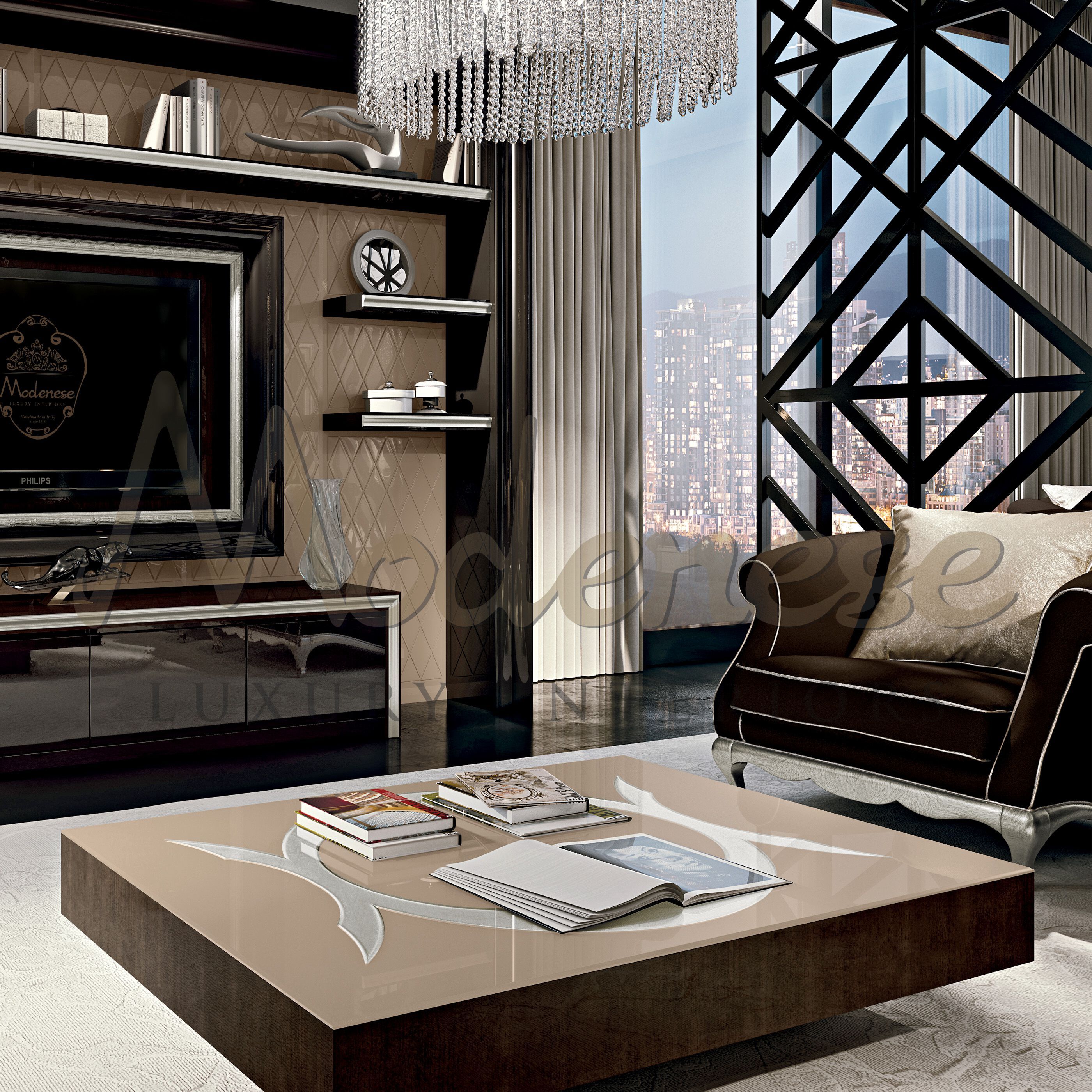 Деревянный прямоугольный низкий журнальный столик Modenese Luxury Interiors AURORA ARCH-00110313 - Вид №2