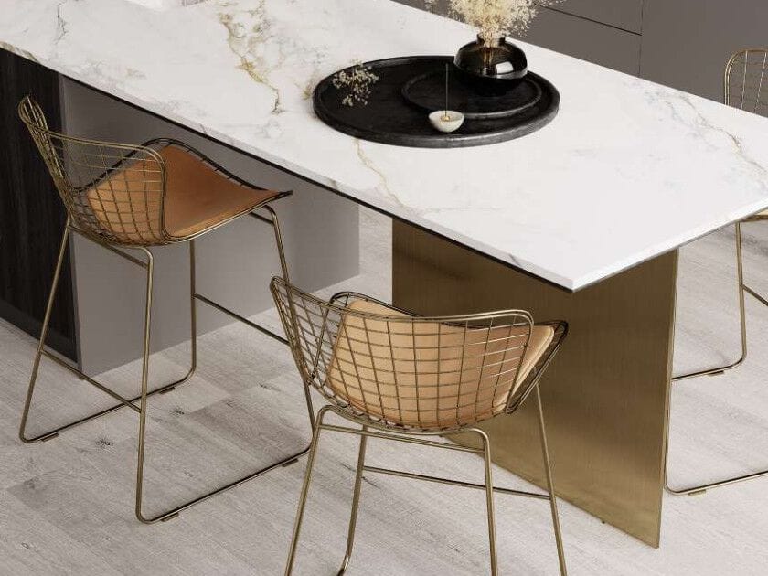 Металлический барный стул с мягким сиденьем EUPHORIA GOLD ARCH-00129346 - Вид №1