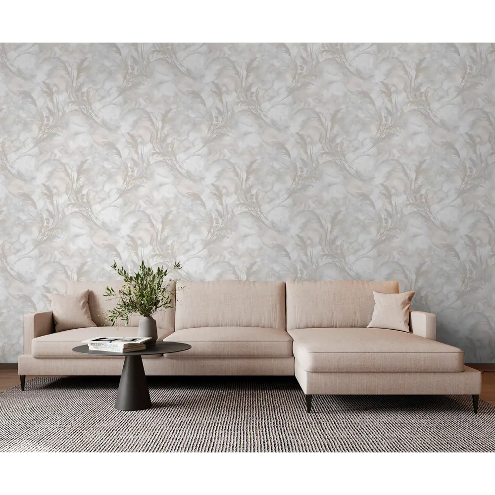 Обои Anturage Tenero бежевые флизелиновые с растительным орнаментом 89414274 STLM-1573866 - Вид №3