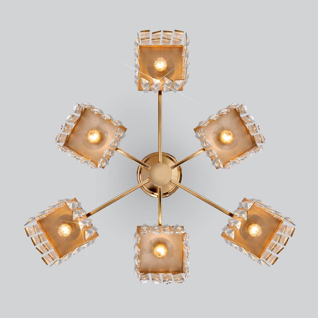 Потолочная люстра Eurosvet Barra 10100/6 золото/прозрачный хрусталь Strotskis EUROSVET ДИЗАЙНЕРСКИЕ, BARRA 00-3888687 Золото;прозрачный  - Вид №1