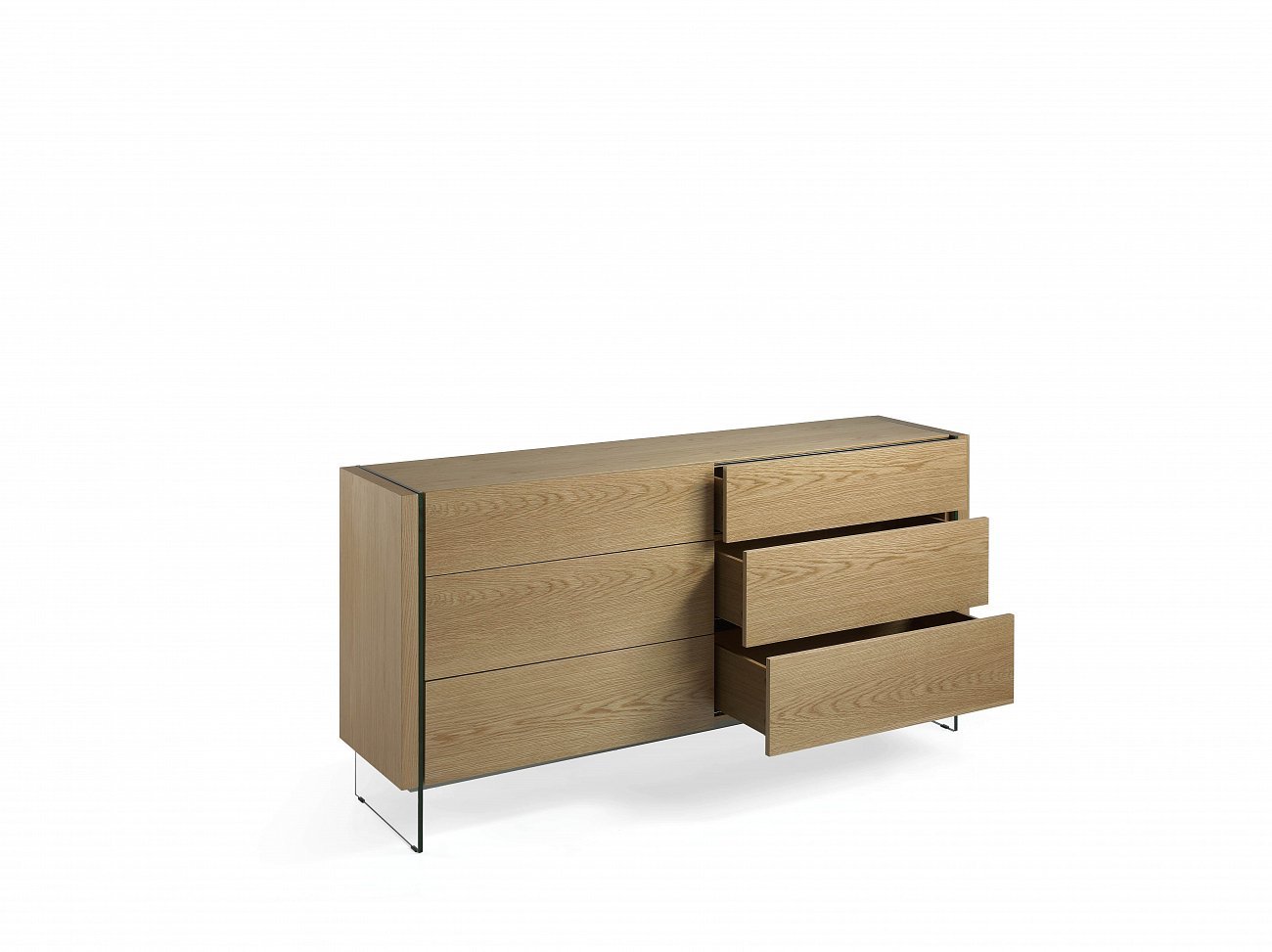 Комод деревянный с 6 ящиками и стеклянными ножками орех CP1712-C-OAK от Angel Cerda ANGEL CERDA ДИЗАЙНЕРСКИЕ 241870 Бежевый;орех  - Вид №3