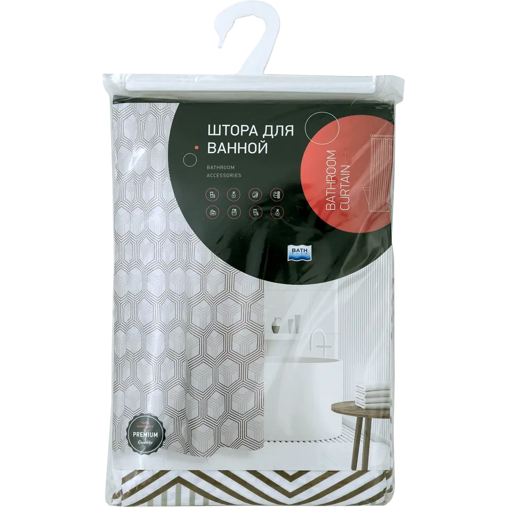 Штора для ванны Romb Zoloto, 180х200 см, полиэстер, цвет белый/бежевый 82168029 STLM-2073841 BATH PLUS ШТОРЫ CHARME RED - Вид №5