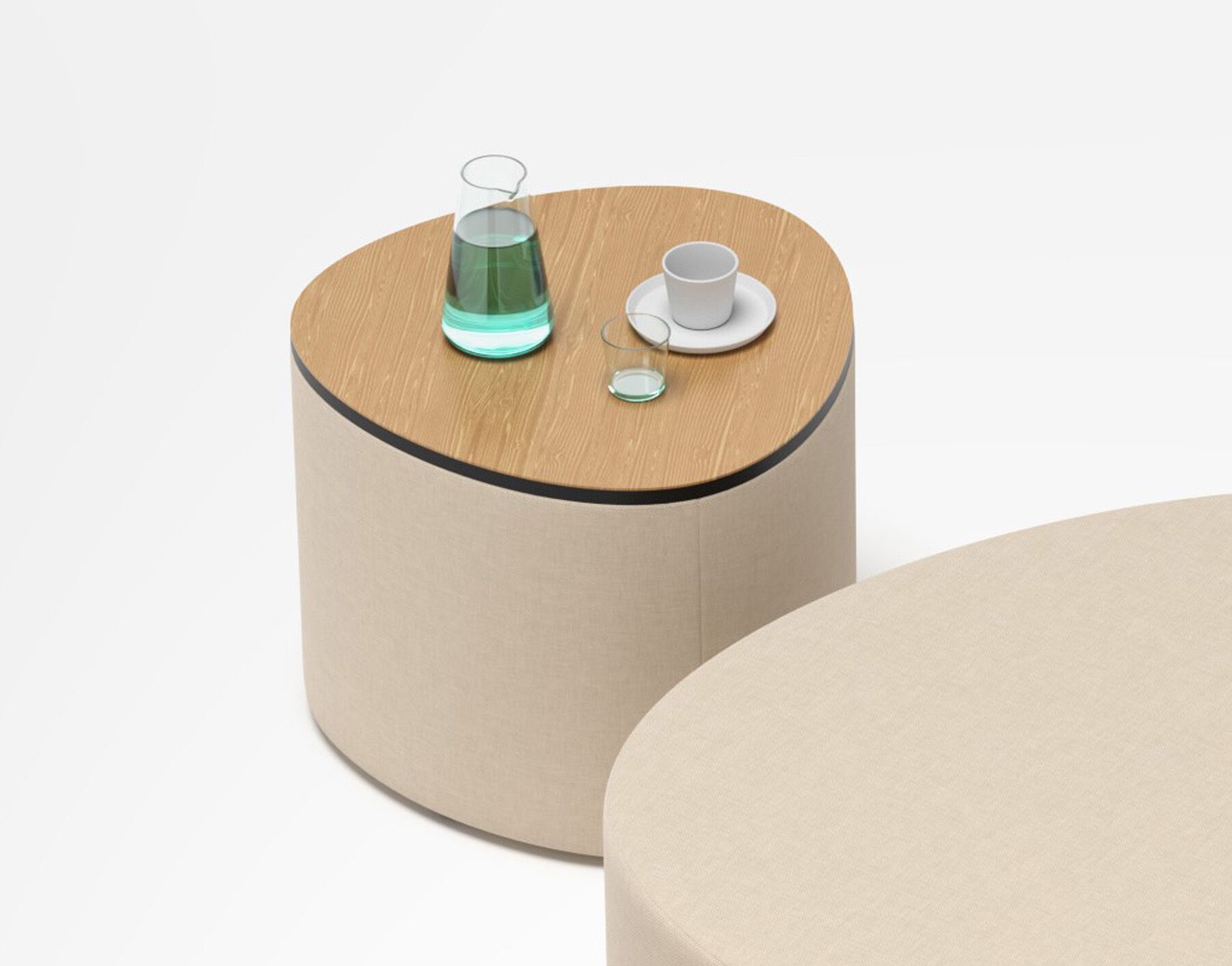 Треугольный журнальный столик из ткани с деревянной столешницей Cascando Pully ARCH-00037760 - Вид №1