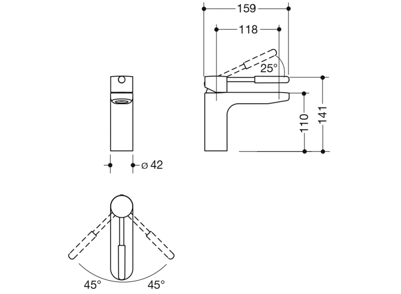 AQ1.12M10240 Однорычажный смеситель для раковины HEWI Kids - Вид №22