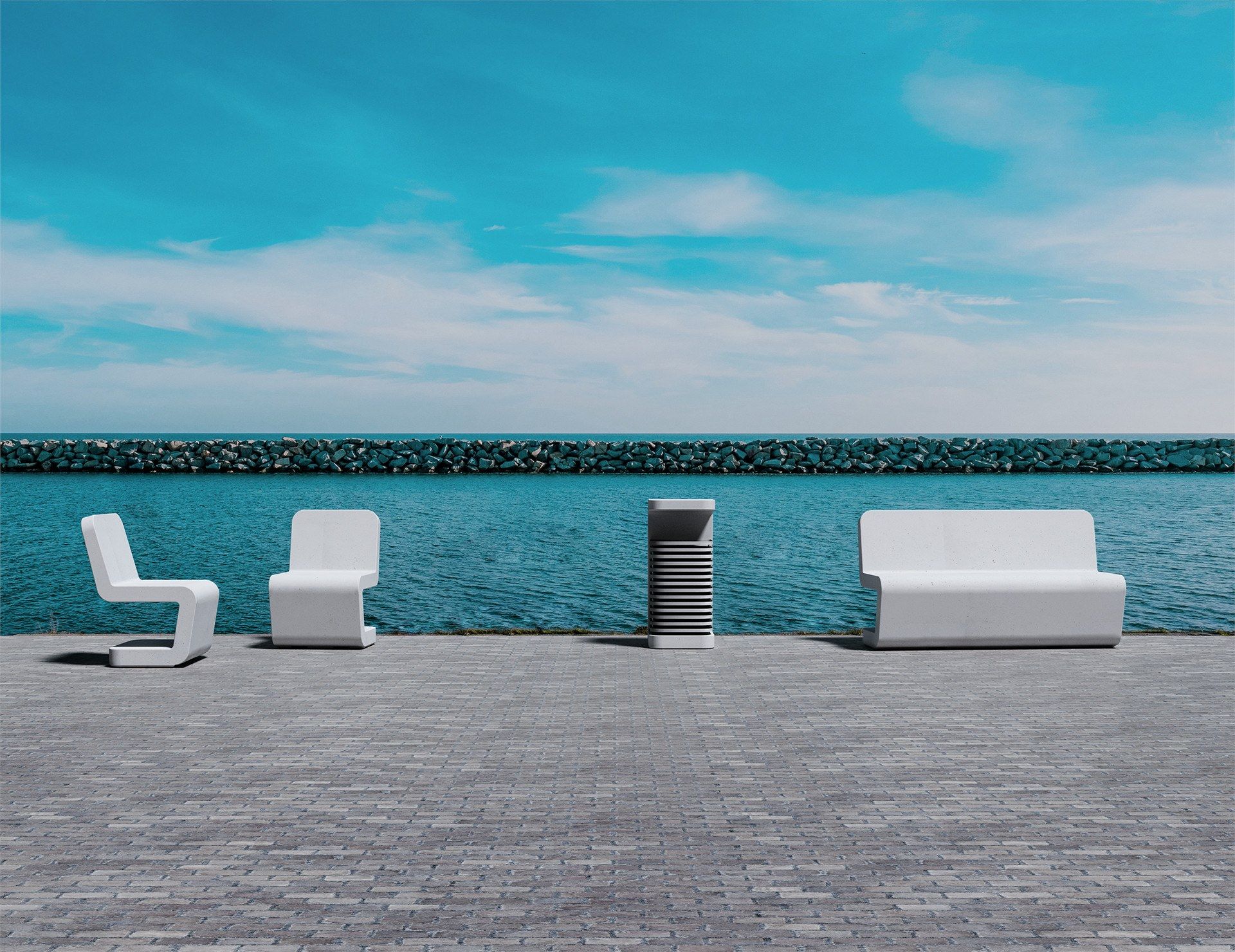 Бетонная скамья со спинкой SIT Flow ARCH-00050572 - Вид №3