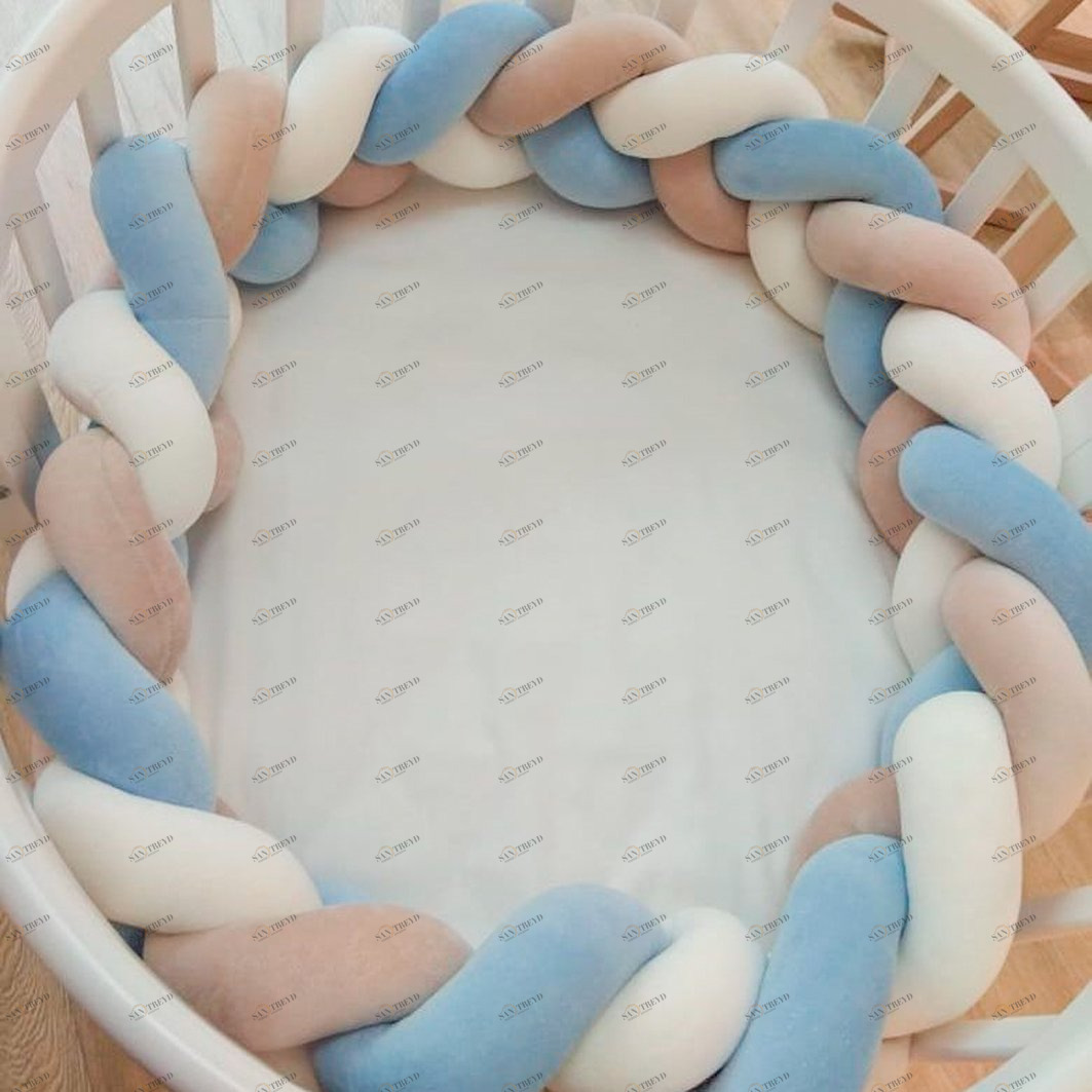 Бортик для люльки Bed плетеный белый, бежевый, голубой ELLIPSE ELLIPSE BED 351643 Бежевый;голубой Santreyd 