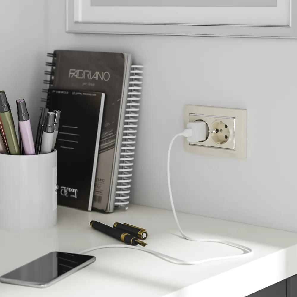 Рамка для двойной розетки Werkel Snabb цвет слоновая кость/хром STLM-2182876 - Вид №1