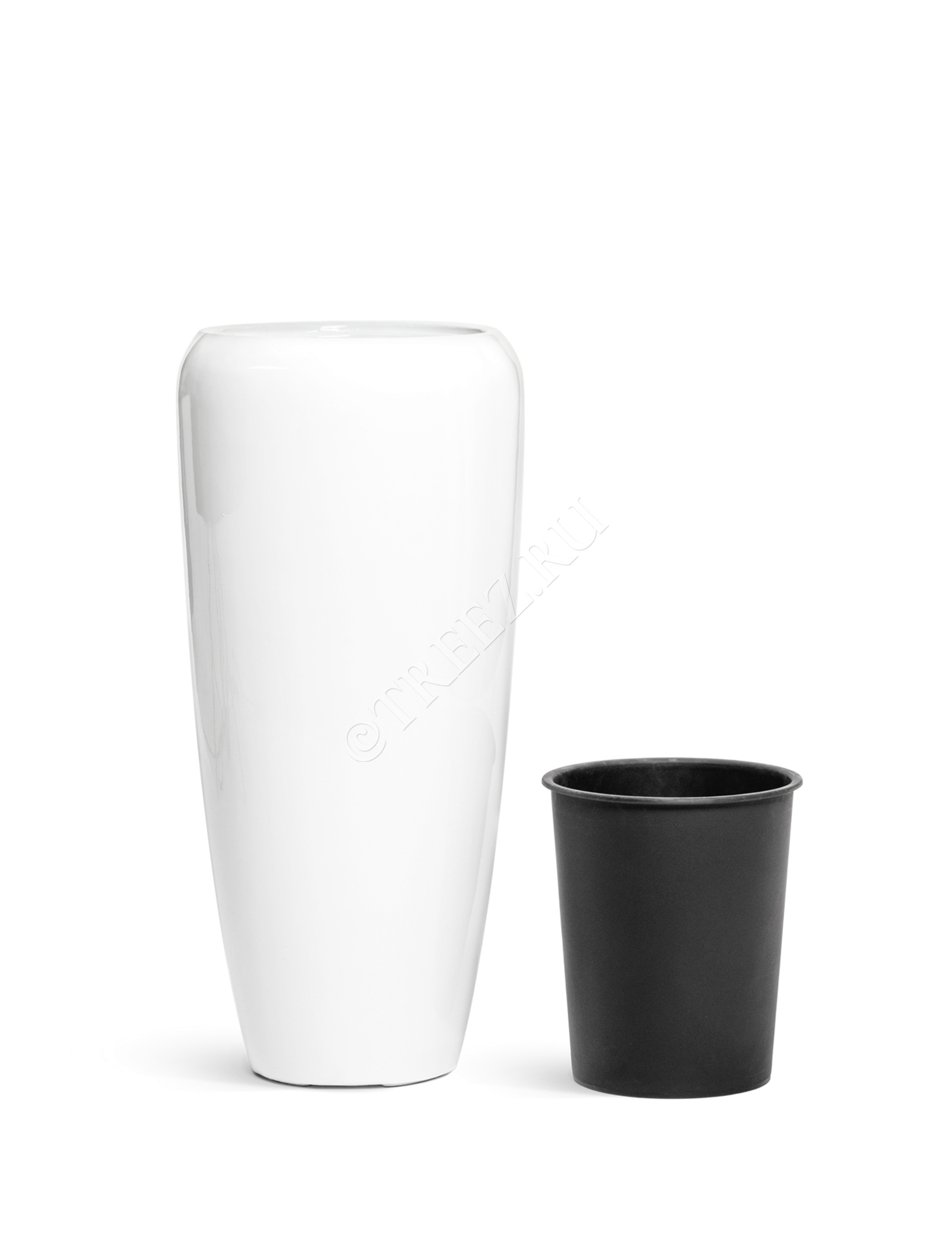 41.3320-05-036-WH-097 Кашпо  Effectory - серия Gloss - Высокий конус Design - Белый глянцевый лак Цветочная коллекция  - Вид №8