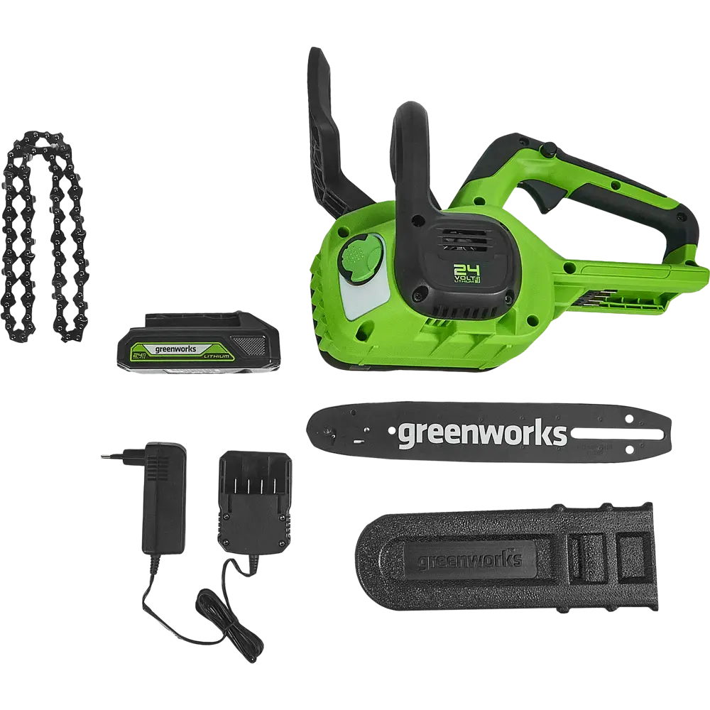 Аккумуляторная пила Greenworks 24V с шиной 25 см и комплектом АКБ 84134062 STLM-0046637 - Вид №1