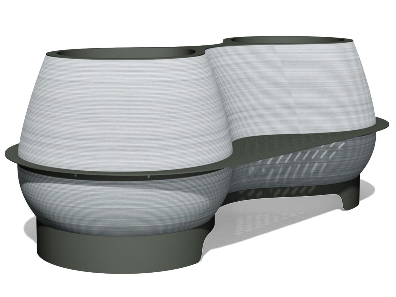 Скамейка из переработанного пластика и нержавеющей стали со спинкой и встроенной плантатором BENKERT BANKE Ontigo ARCH-00090434