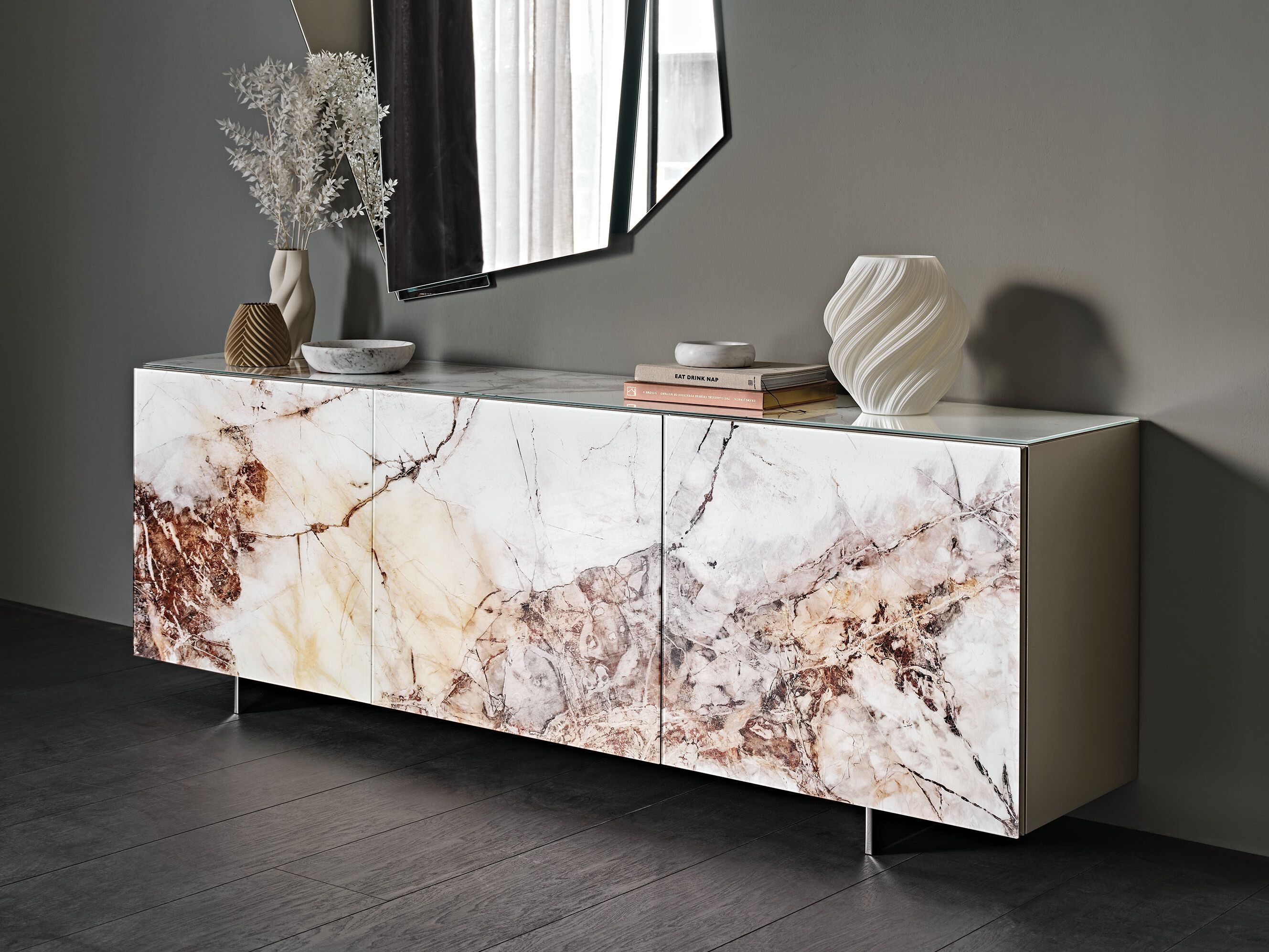 Шкаф из дерева и стекла с распашными дверями Cattelan italia FOCUS CRYSTALART ARCH-00119416