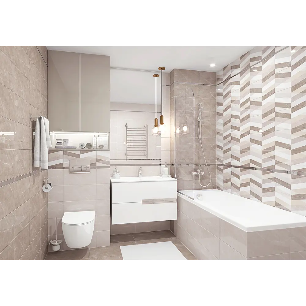 Плитка настенная Savoy мозаика 20х40 см 1.2 м² цвет бежевый 82794862 STLM-2180365 Santreyd - Вид №3