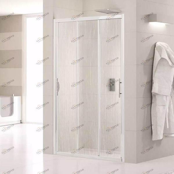 Двери в нишу 90 см LUNES P Novellini LUNES с белым профилем и стеклом "Вода" LUNESP842D