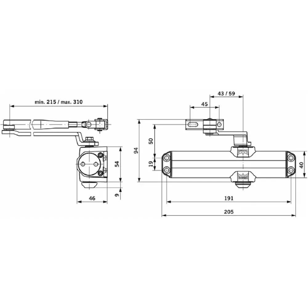 Доводчик дверной 100 Size 2/3/4 90 кг металл цвет коричневый Santreyd STLM-2150213 - Вид №1