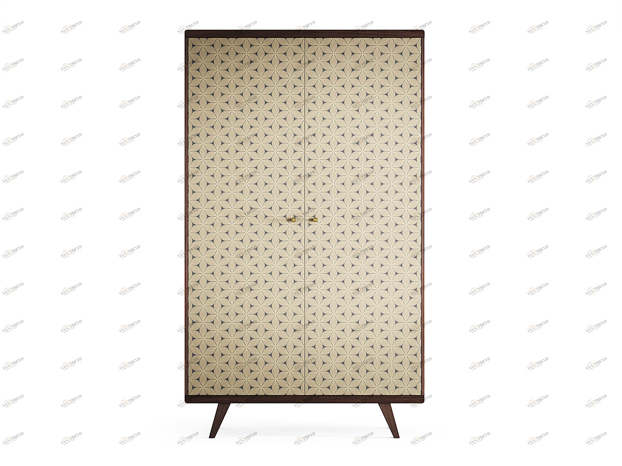 Шкаф распашной двухдверный темный дуб с принтом бежевый Thimon THE IDEA  210335 Бежевый;коричневый 