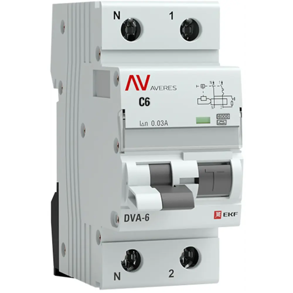 Дифференциальный автомат EKF DVA-6 с защитой от утечек и КЗ 84579909 STLM-1110107
