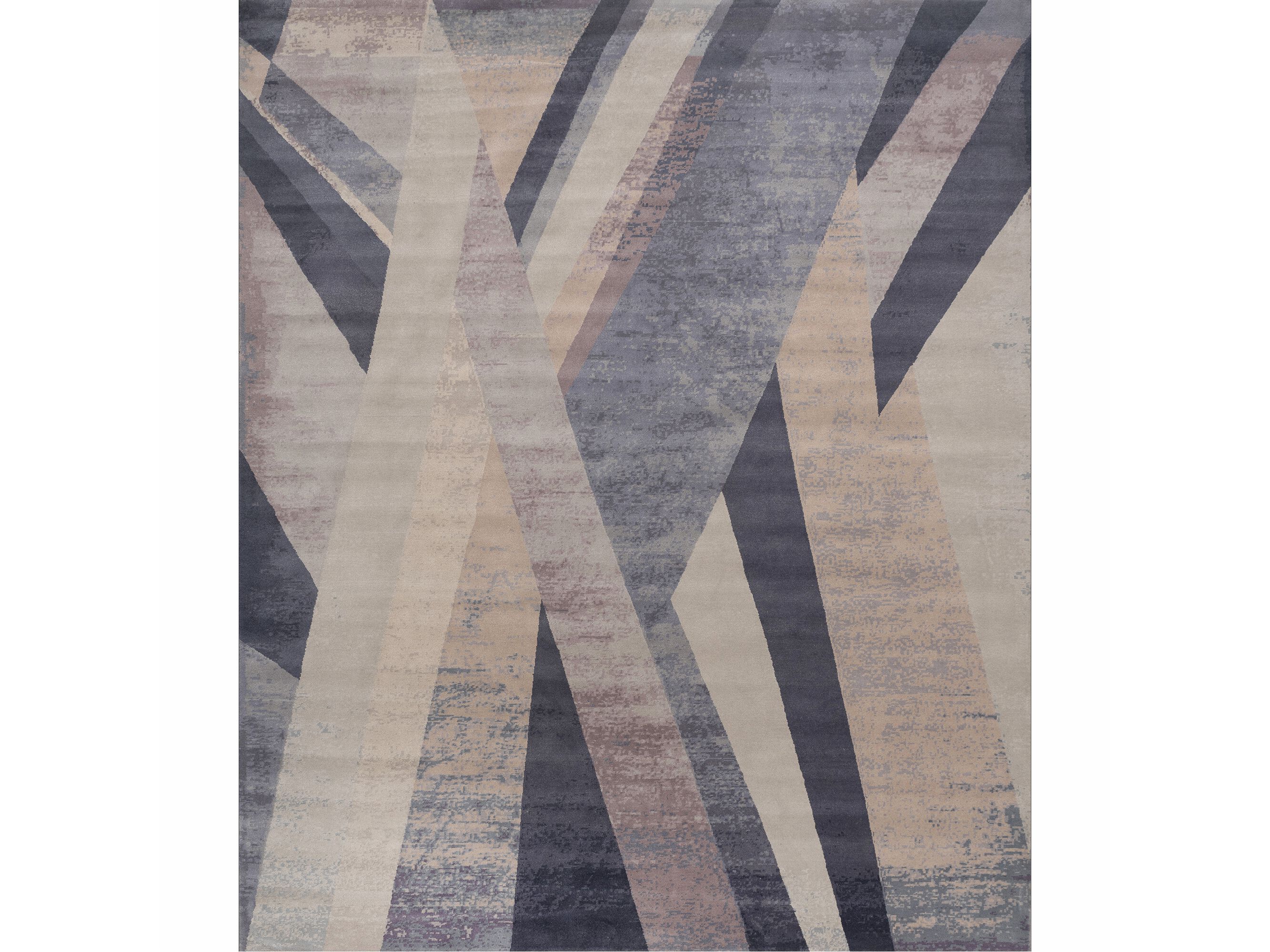 Индийский ковер ручной работы из новозеландской шерсти и чистого китайского шелка Mantellassi 1926 INTERSECTED LINES ARCH-00134744